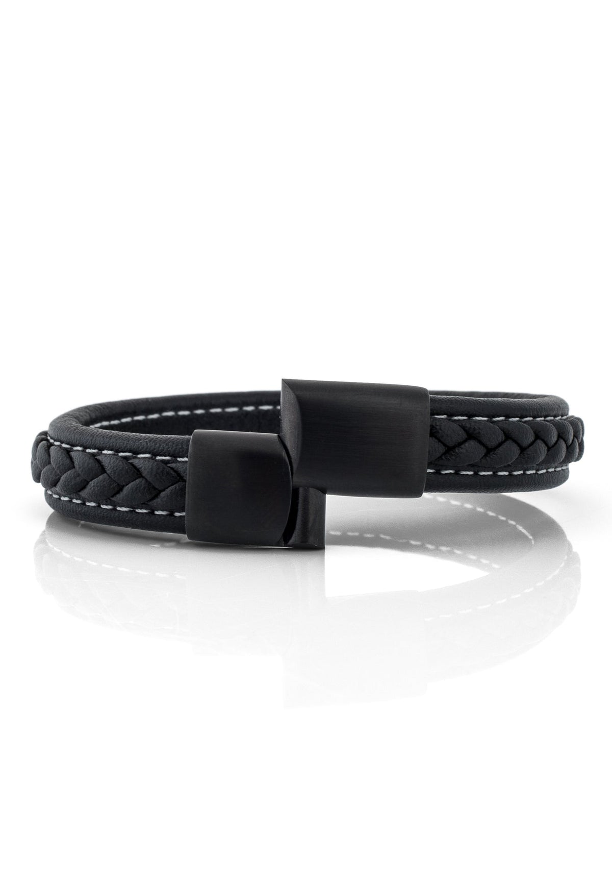 Fides Leather Bracelet Matte Black - Black