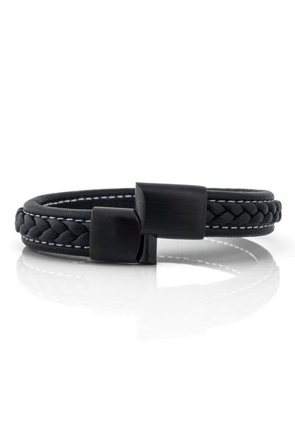 Fides Leather Bracelet Matte Black - Black