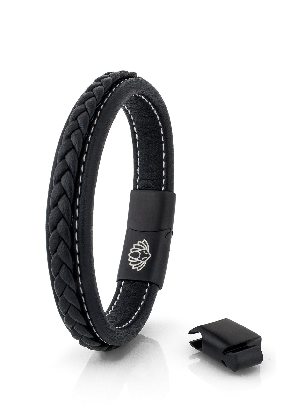 Fides Leather Bracelet Matte Black - Black