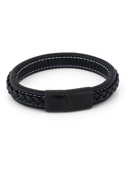 Fides Leather Bracelet Matte Black - Black