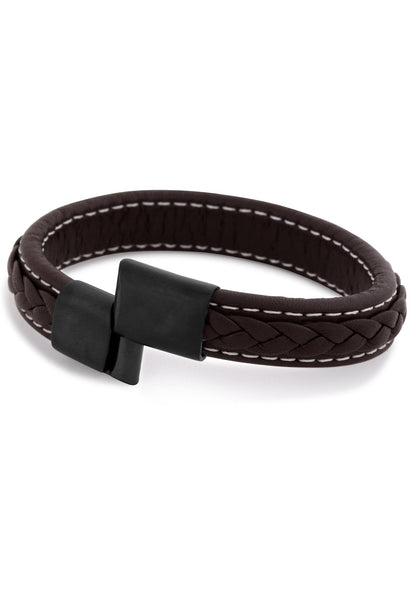 Fides Leather Bracelet Matte Black - Brown