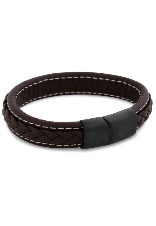 Fides Leather Bracelet Matte Black - Brown