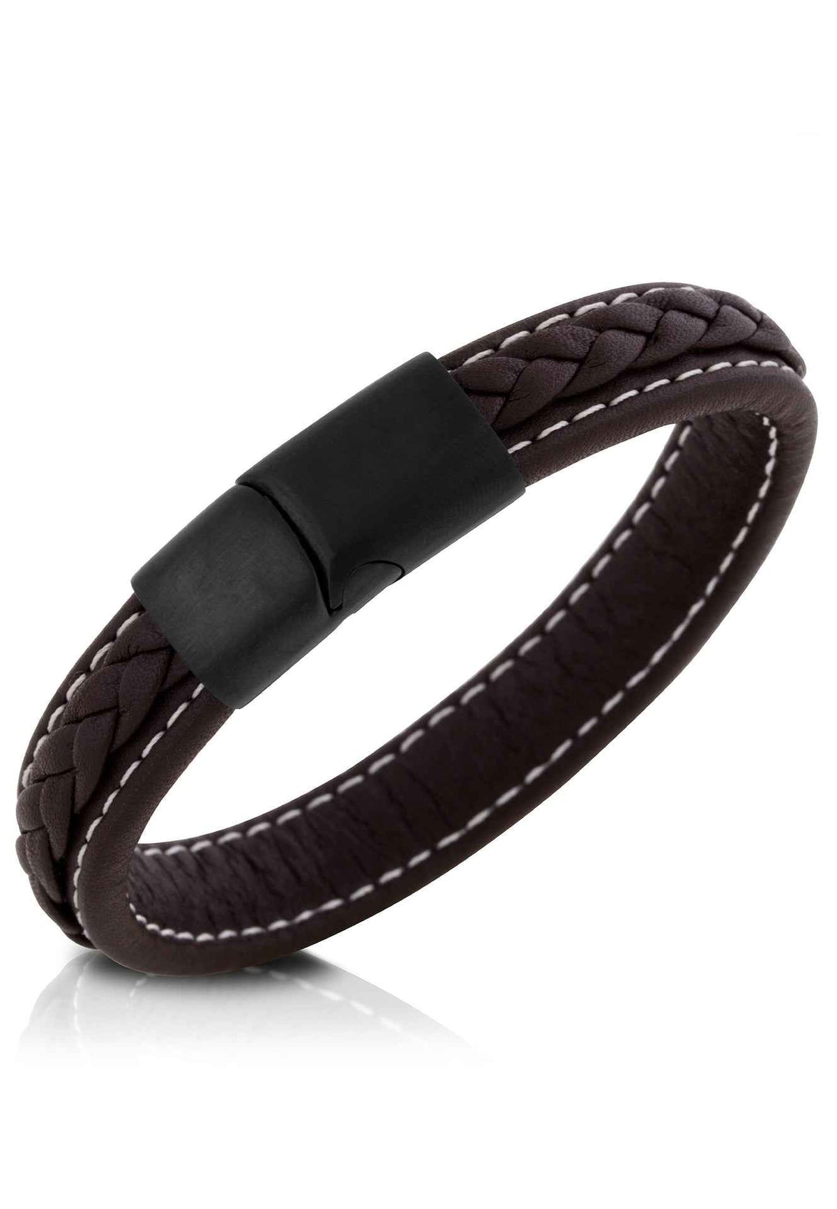 Fides Leather Bracelet Matte Black - Brown