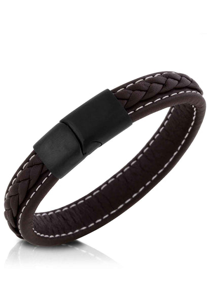 Fides Leather Bracelet Matte Black - Brown