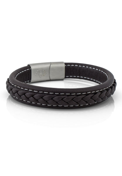 Fides Leather Bracelet Matte Silver - Brown