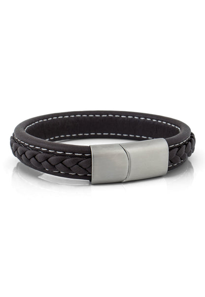 Fides Leather Bracelet Matte Silver - Brown