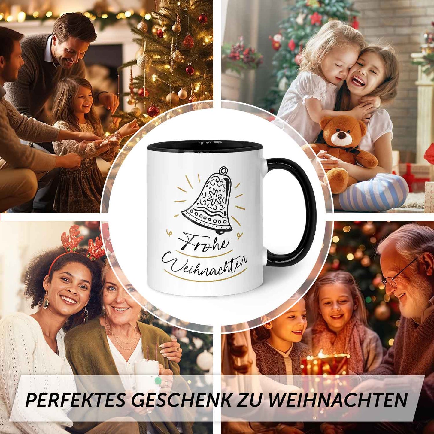 Bedruckte Tasse mit Weihnachtsmotiv im Weihnachtsglocke Design