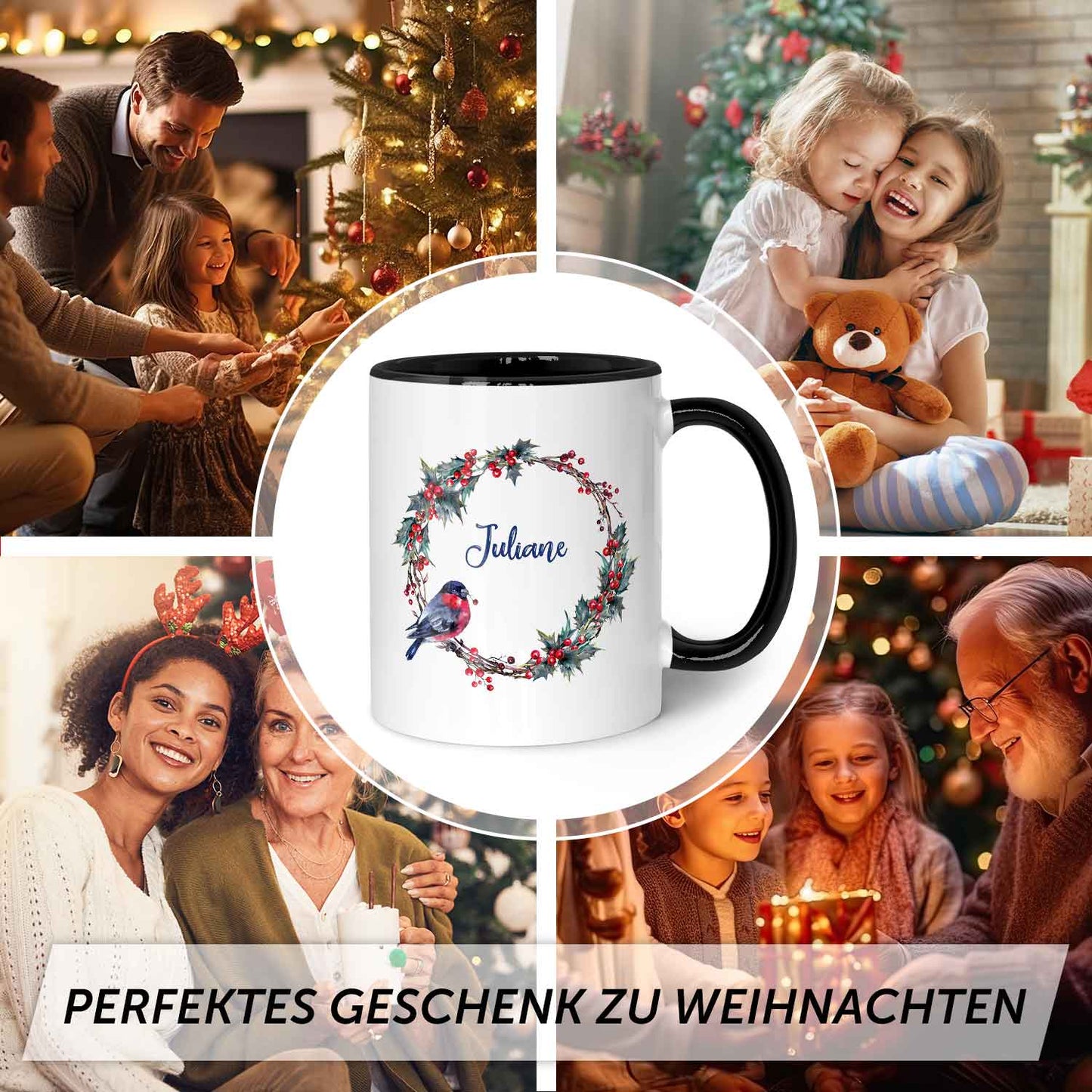 Bedruckte Tasse mit Weihnachtsmotiv - Weihnachtskranz