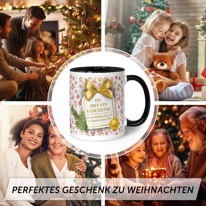 Bedruckte Tasse mit Weihnachtsmotiv im Du bist ein Geschenk Design