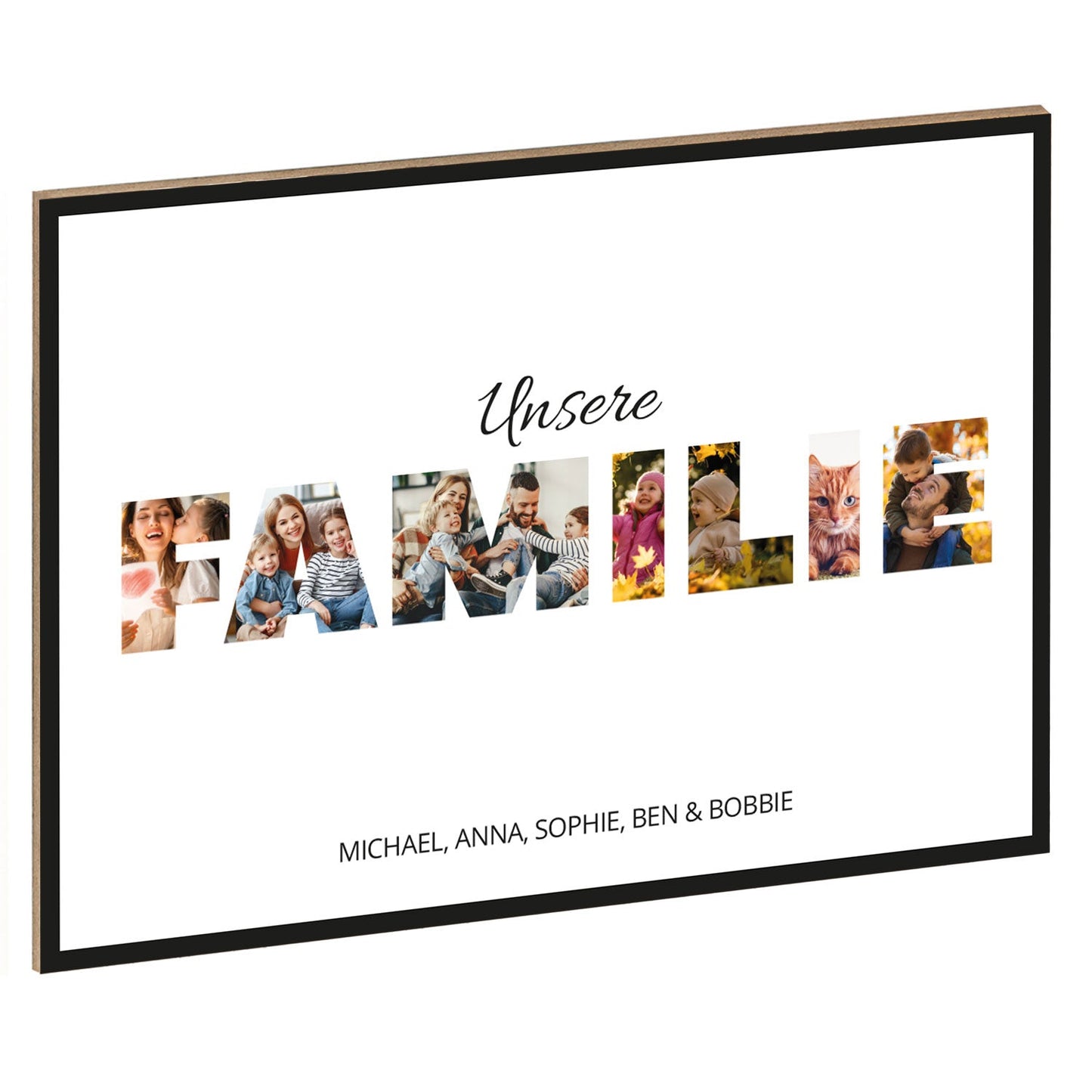 Holzschild mit Foto - Familie - Fotoschriftzug mit Namen zum Selbstgestalten