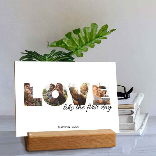 Holzschild mit Foto - Love - Fotoschriftzug mit Namen zum Selbstgestalten