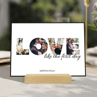 Holzschild mit Foto - Love - Fotoschriftzug mit Namen zum Selbstgestalten
