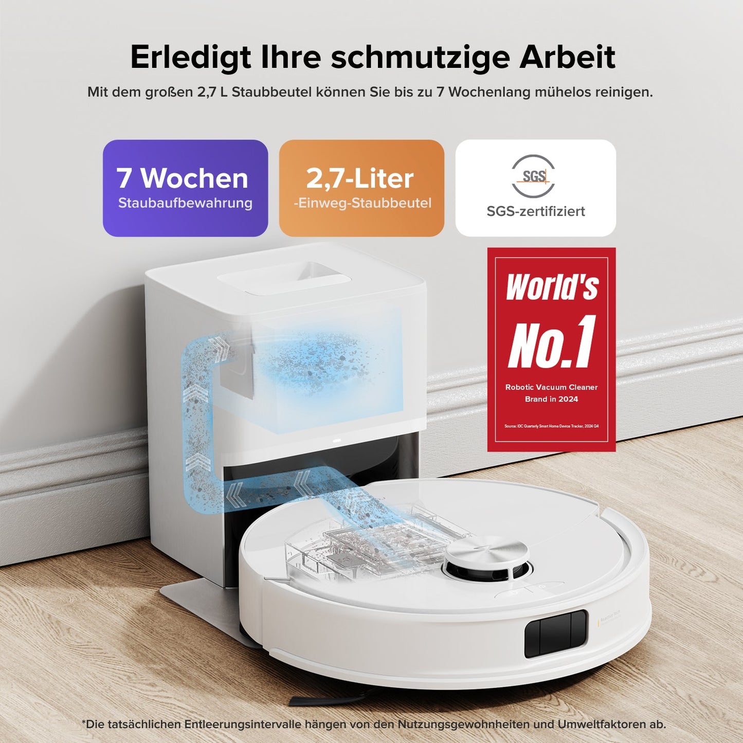Roborock Q10 S5+ Set Saug- und Wischroboter mit Auto-Entleerungsstation mit zwei zusätzlichen Staubbeuteln