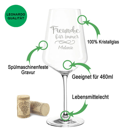 Leonardo Weingläser "Freunde für immer" mit Namen Gravur im Set