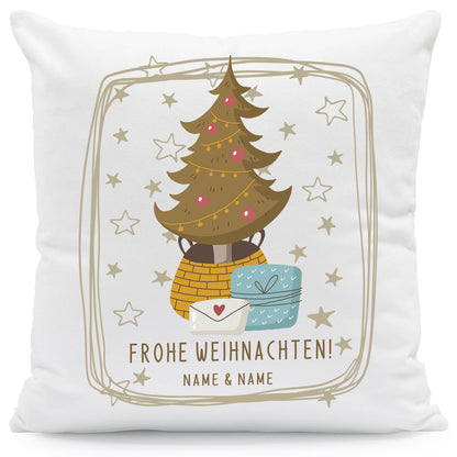 Kissen mit Weihnachtsmotiv mit Namen - Frohe Weihnachten Christmas tree - Weihnachtsdeko