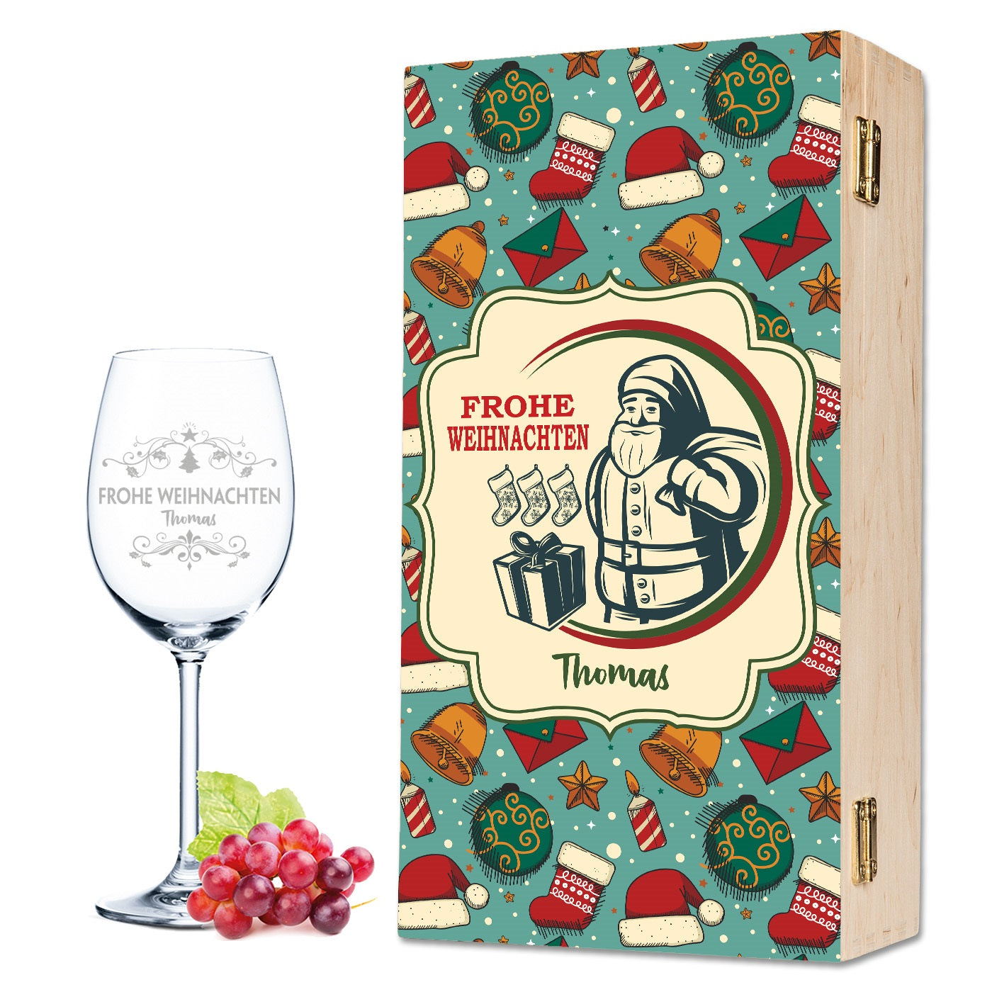 Leonardo Weinglas mit Gravur "Frohe Weihnachten Vintage Swirls"