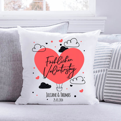 Bedrucktes Kissen mit Motiv Fröhlichen Valentinstag