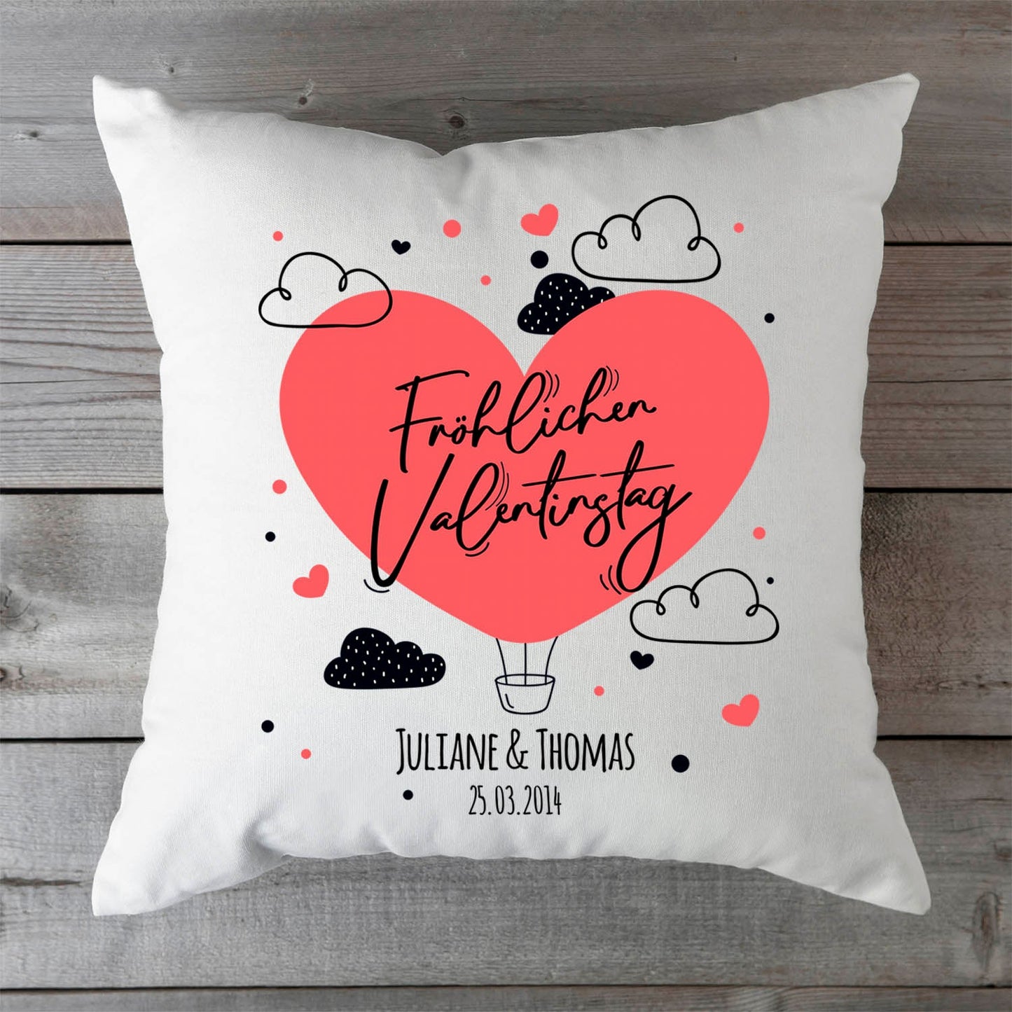 Bedrucktes Kissen mit Motiv Fröhlichen Valentinstag