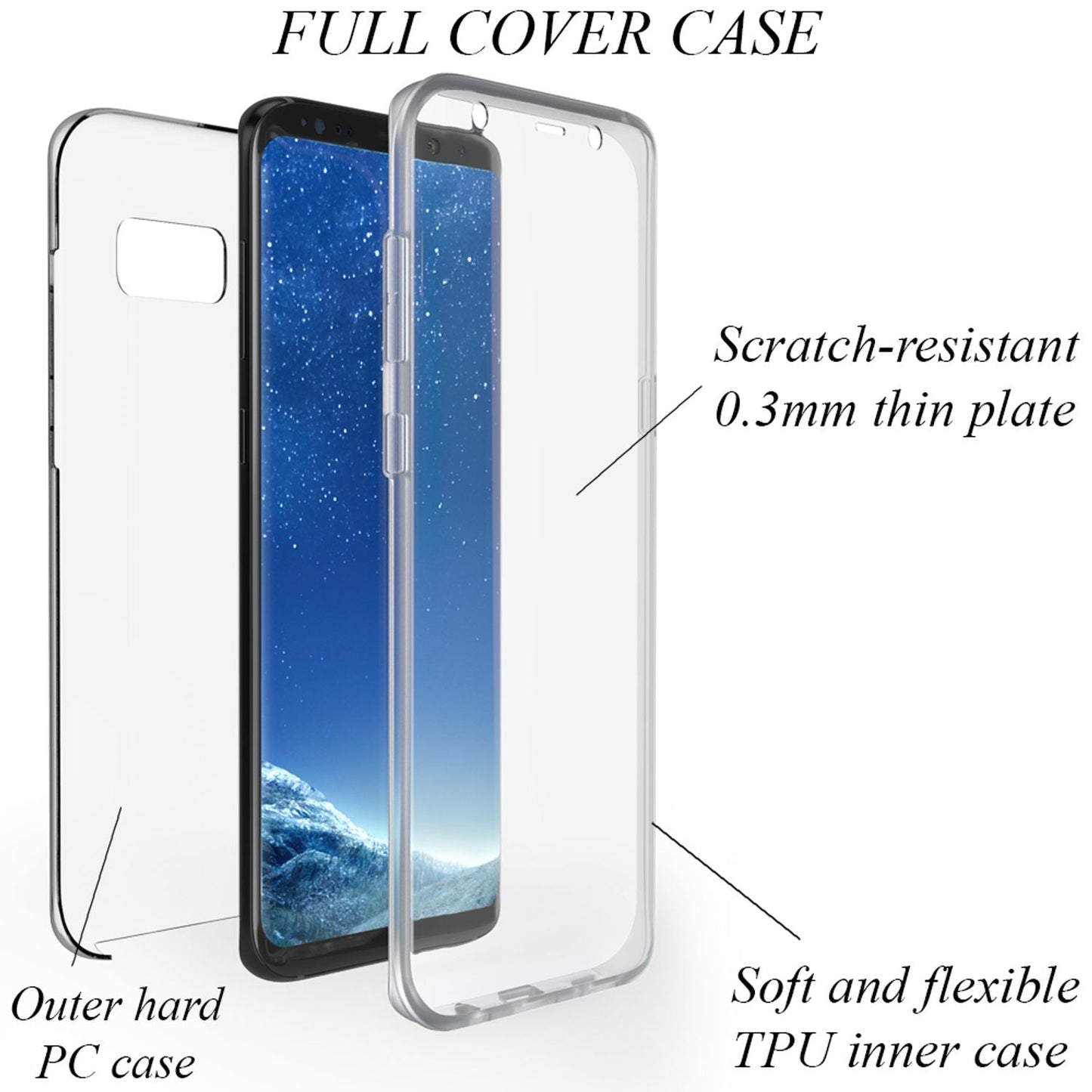 NALIA 360° Hülle für Samsung Galaxy S8 Plus – Vorne & Hinten Schutz – 360GUARD (Full-Body Case) – Marke aus Berlin