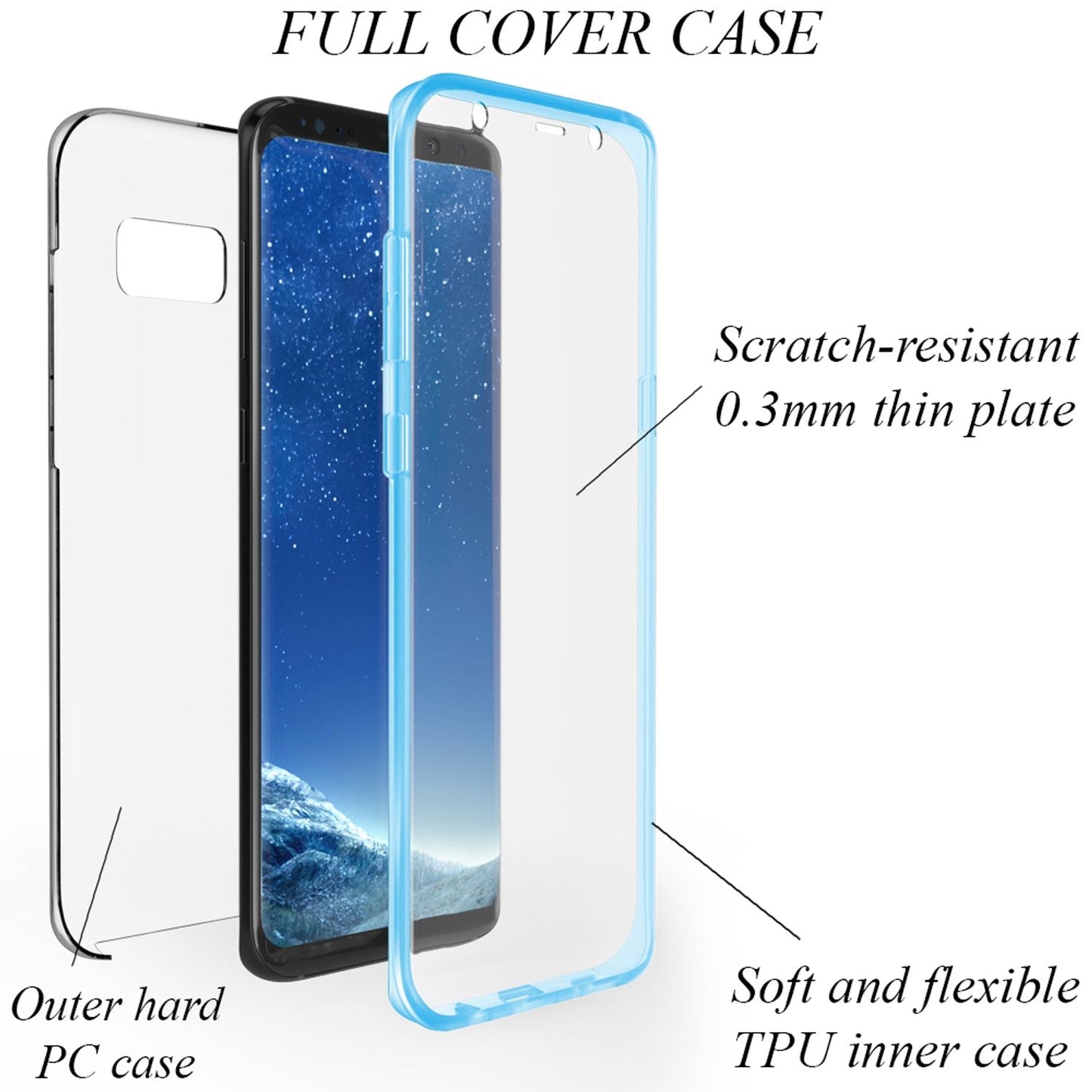 NALIA 360° Hülle für Samsung Galaxy S8 Plus – Vorne & Hinten Schutz – 360GUARD (Full-Body Case) – Marke aus Berlin