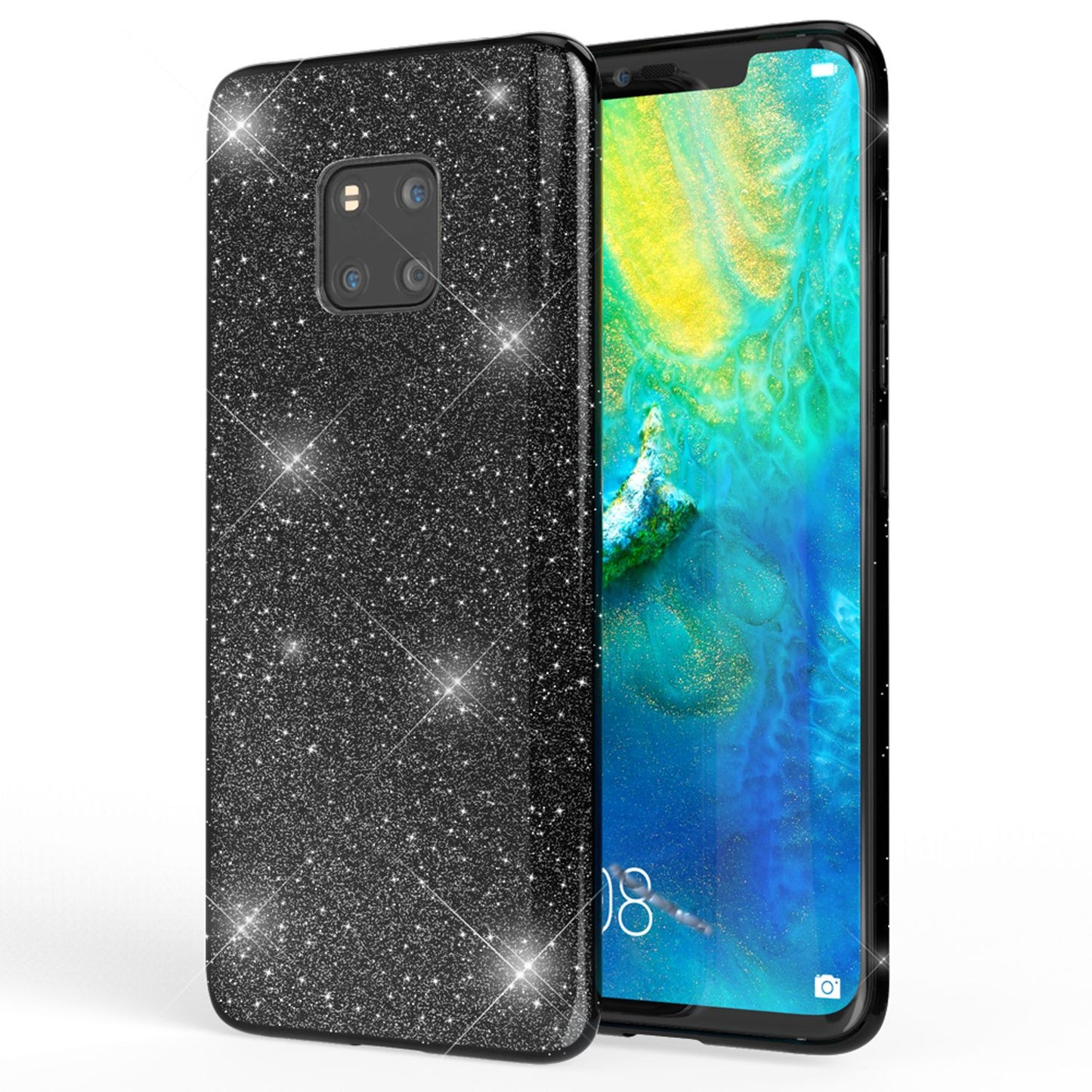 NALIA Glitzerhülle für Huawei Mate 20 Pro – Funkelnder Glitzer-Look & Grip – SHINEPOP (Silikon Case) – Marke aus Berlin