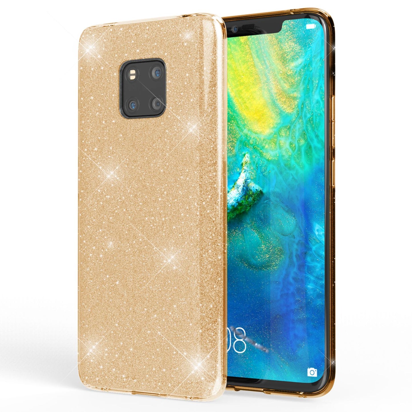 NALIA Glitzerhülle für Huawei Mate 20 Pro – Funkelnder Glitzer-Look & Grip – SHINEPOP (Silikon Case) – Marke aus Berlin