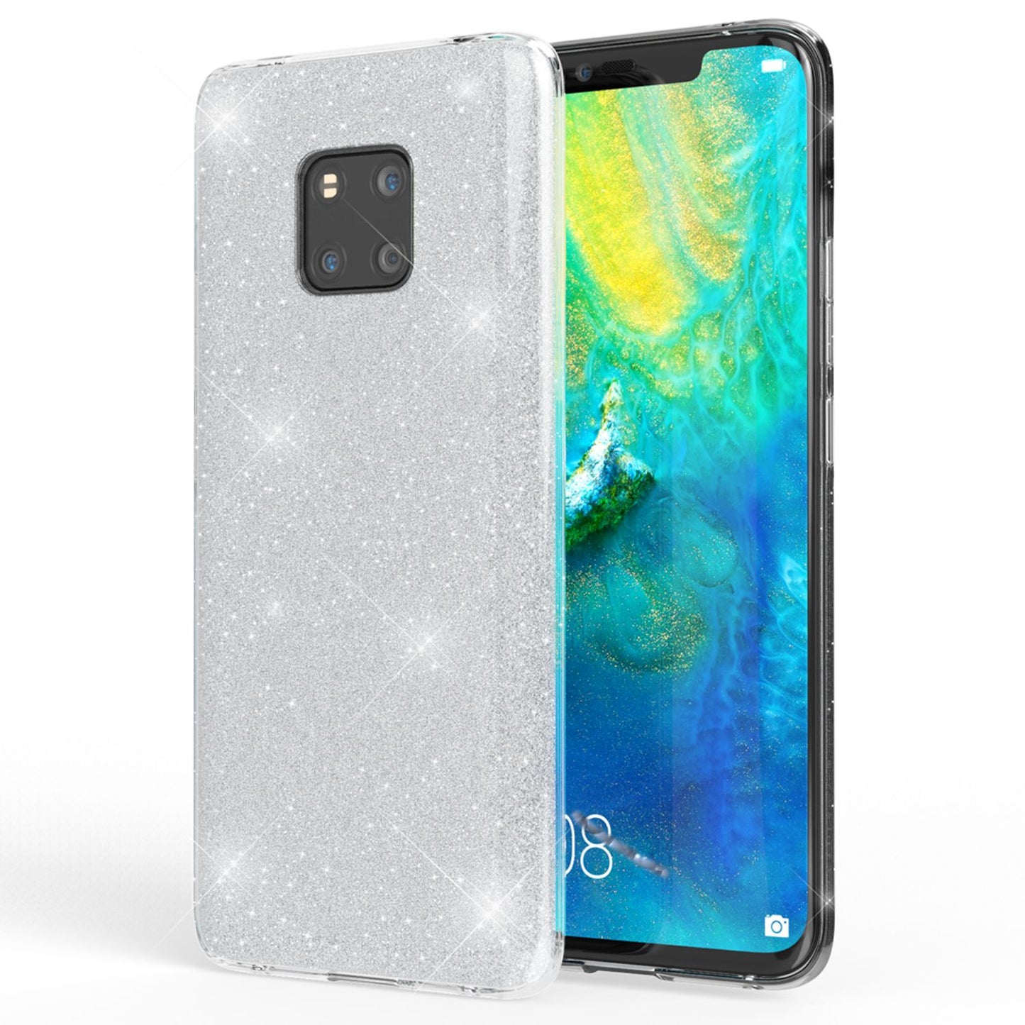 NALIA Glitzerhülle für Huawei Mate 20 Pro – Funkelnder Glitzer-Look & Grip – SHINEPOP (Silikon Case) – Marke aus Berlin