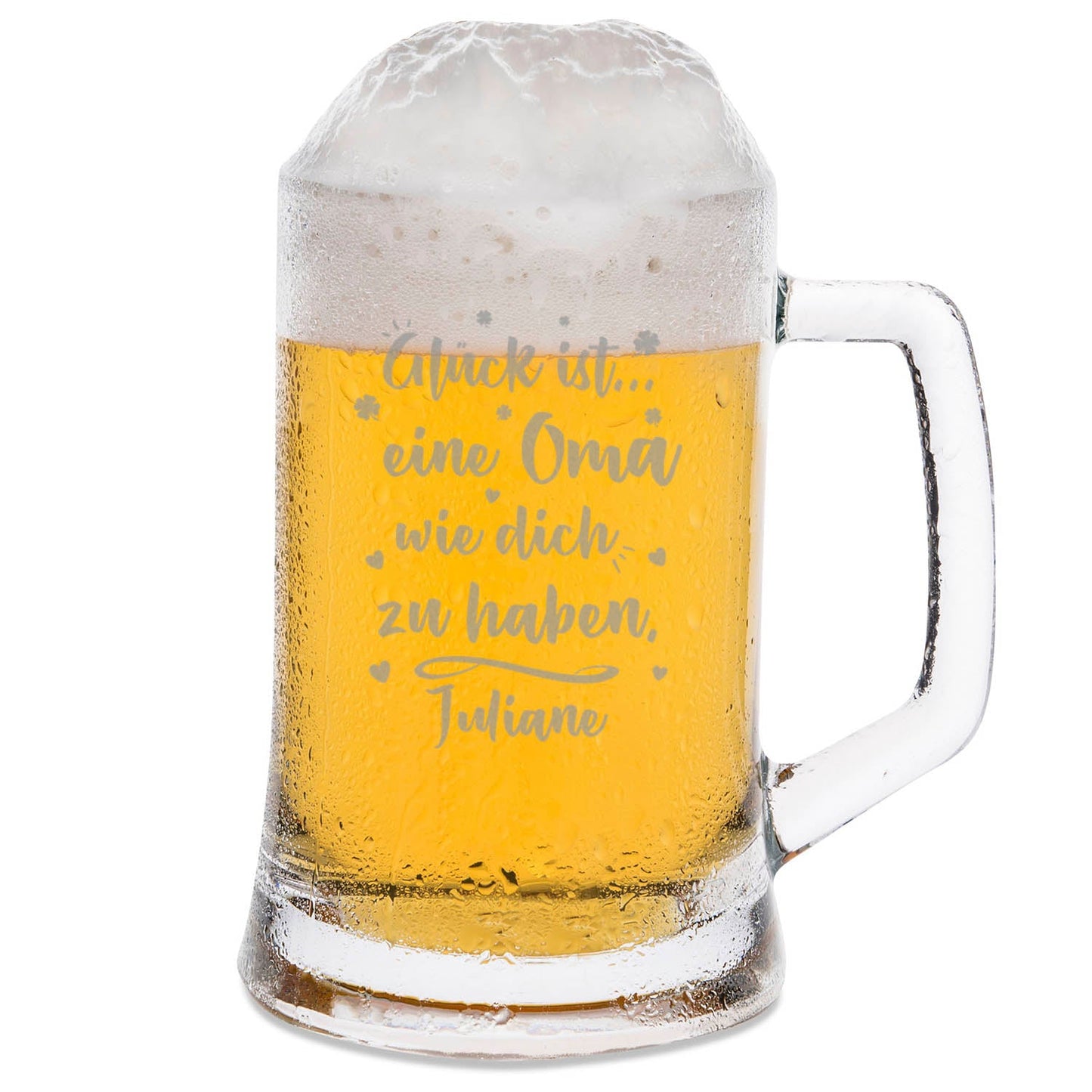 Montana Bierkrug mit Gravur "Glück ist eine Oma" mit Name