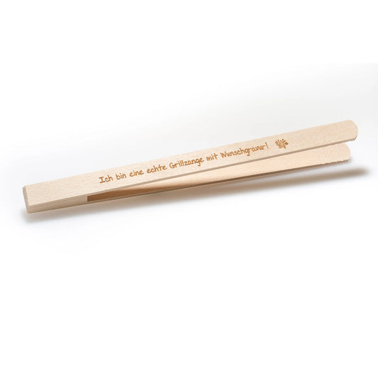 Grillzange aus Holz mit Gravur