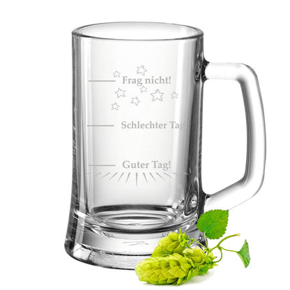 Montana Bierkrug mit Gravur "Guter Tag Schlechter Tag"