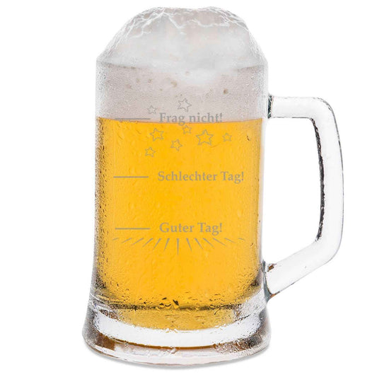 Montana Bierkrug mit Gravur "Guter Tag Schlechter Tag"