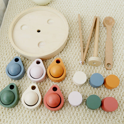 Montessori Holz Farbspiel – Farben Sortierspiel zum Stapeln & Zuordnen