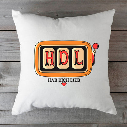 Bedrucktes Kissen mit Spruch HAB DICH LIEB