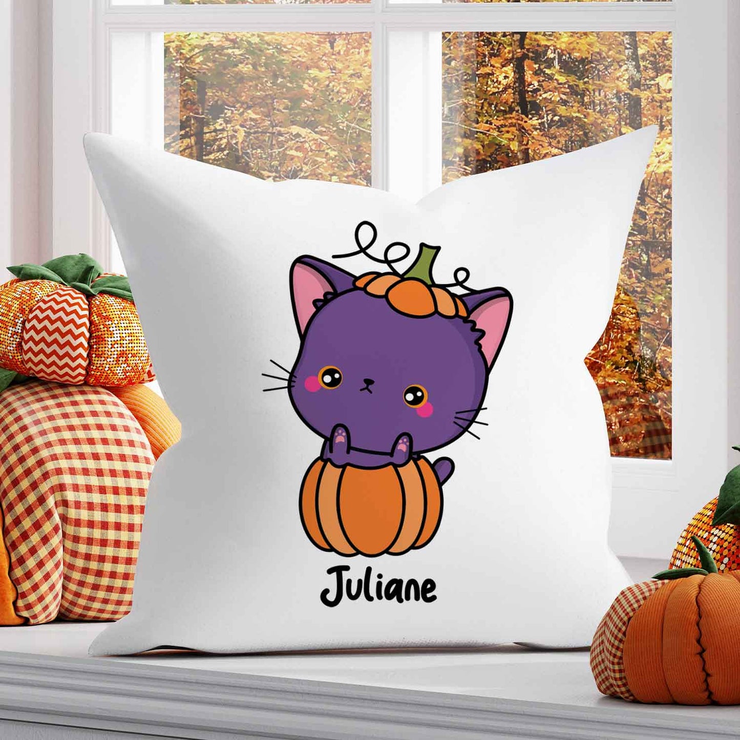 Bedrucktes Kissen mit Motiv Halloween Tiere