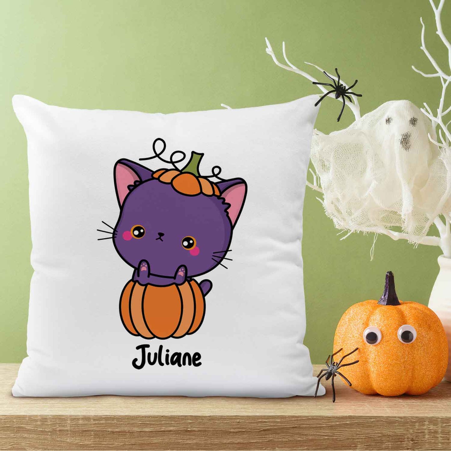 Bedrucktes Kissen mit Motiv Halloween Tiere