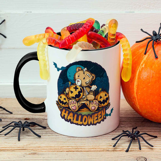 Bedruckte Tasse mit Motiv im Halloween Teddy Design