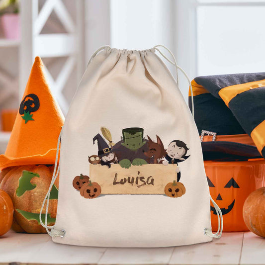 Bedruckter Turnbeutel für Kinder im Halloween Kids Design