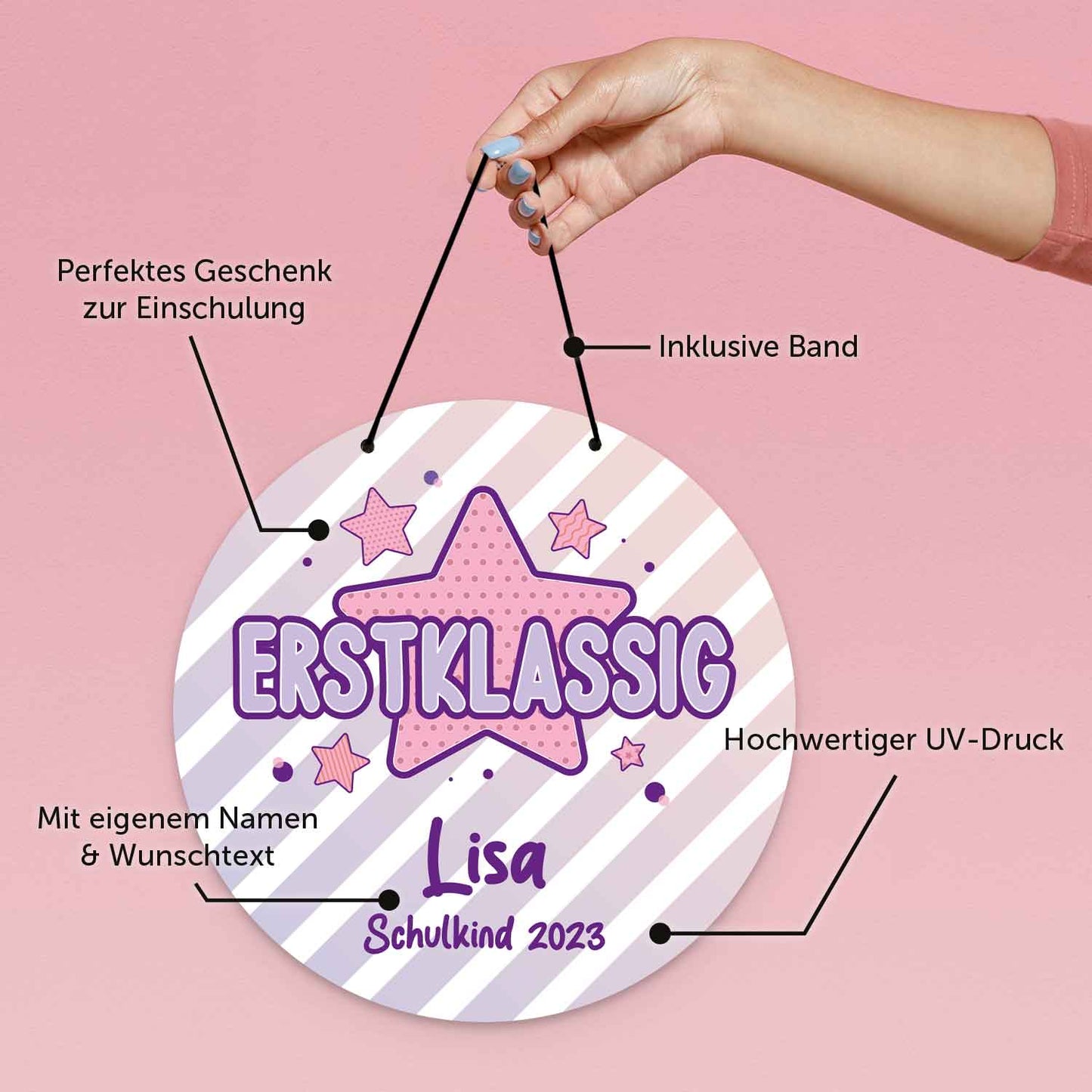 Personalisiertes Türschild - Geschenk zur Einschulung - Für Jungen und Mädchen - Erstklassig