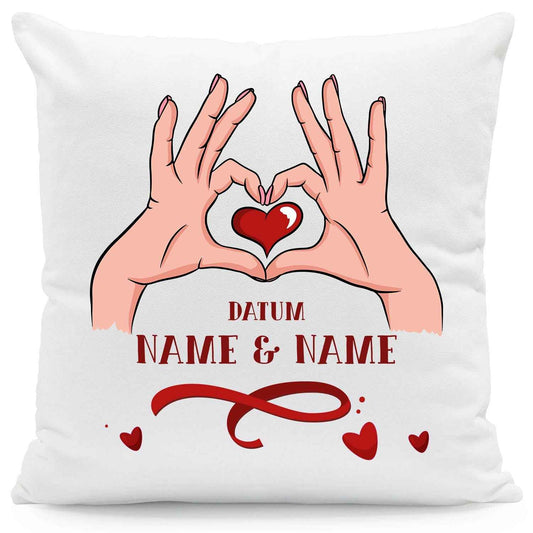 Bedrucktes Kissen mit Motiv "Hands Heart"
