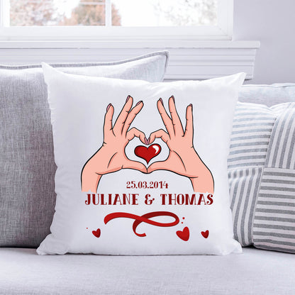 Bedrucktes Kissen mit Motiv "Hands Heart"
