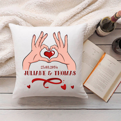Bedrucktes Kissen mit Motiv "Hands Heart"