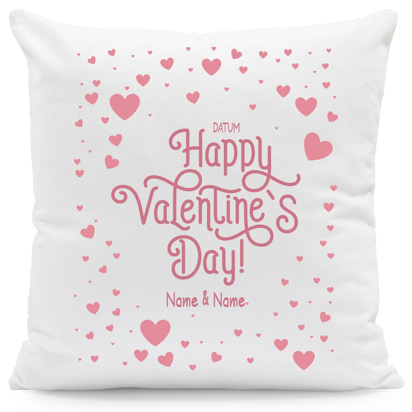 Bedrucktes Kissen mit Motiv Happy Valentines day Hearts