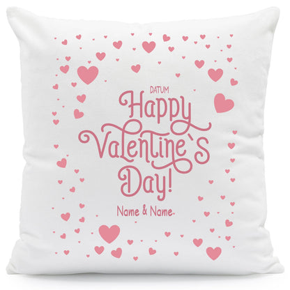 Bedrucktes Kissen mit Motiv Happy Valentines day Hearts