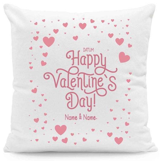 Bedrucktes Kissen mit Motiv Happy Valentines day Hearts