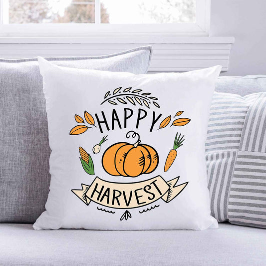 Bedrucktes Kissen mit Spruch Happy Harvest