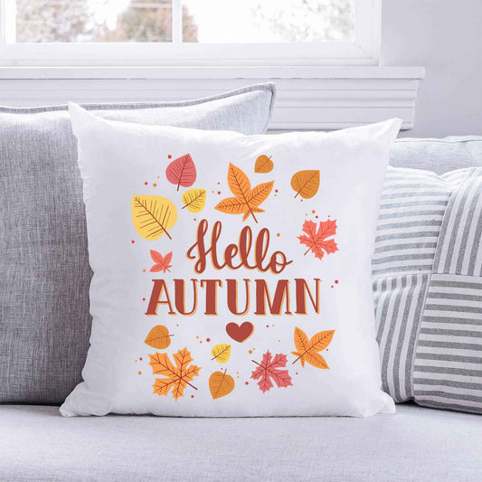 Bedrucktes Kissen mit Spruch Hello Autumn