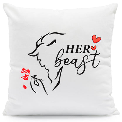 Bedrucktes Kissen mit Spruch Beauty & Beast im Set