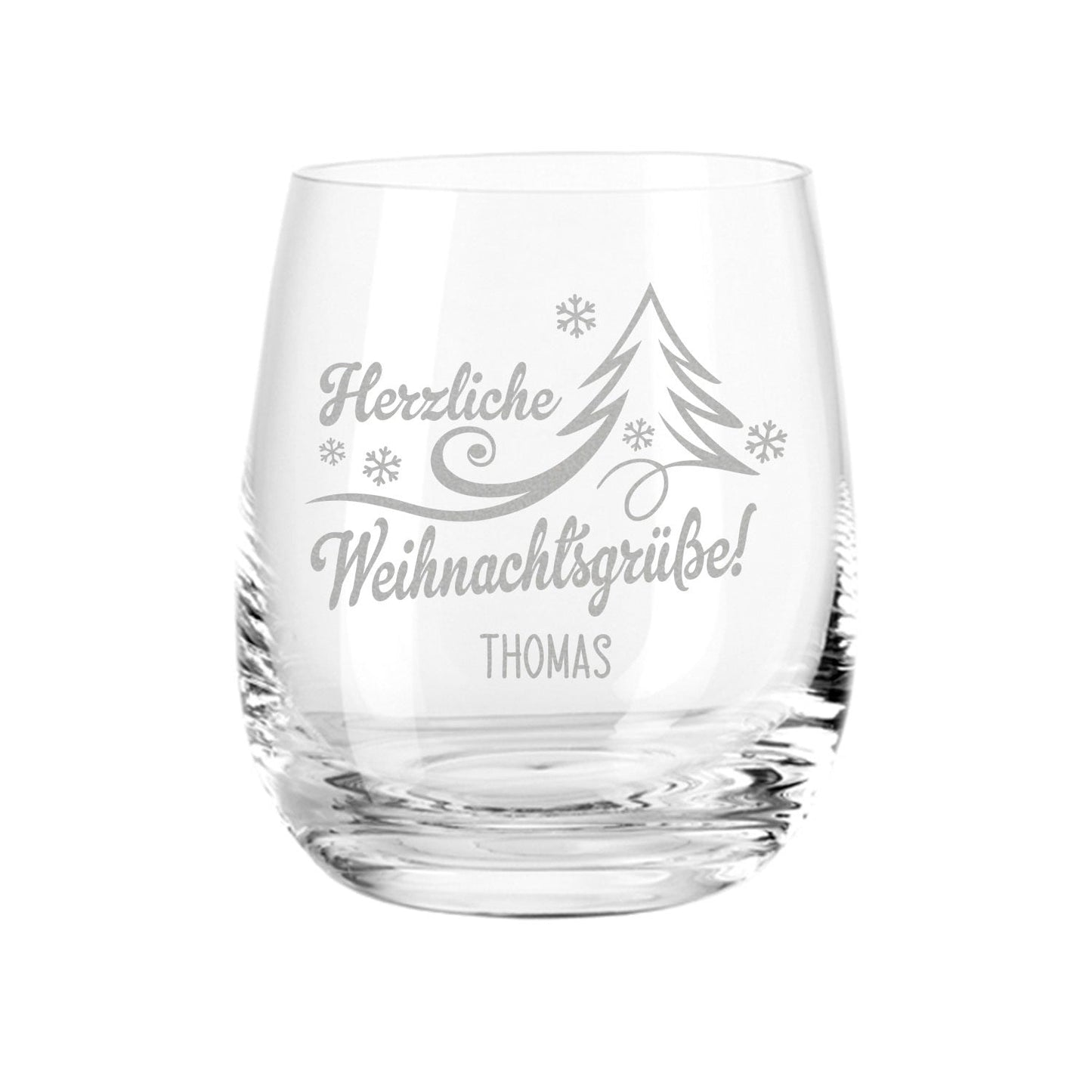 Teelicht mit Gravur - Herzliche Weihnachtsgrüße mit Namen