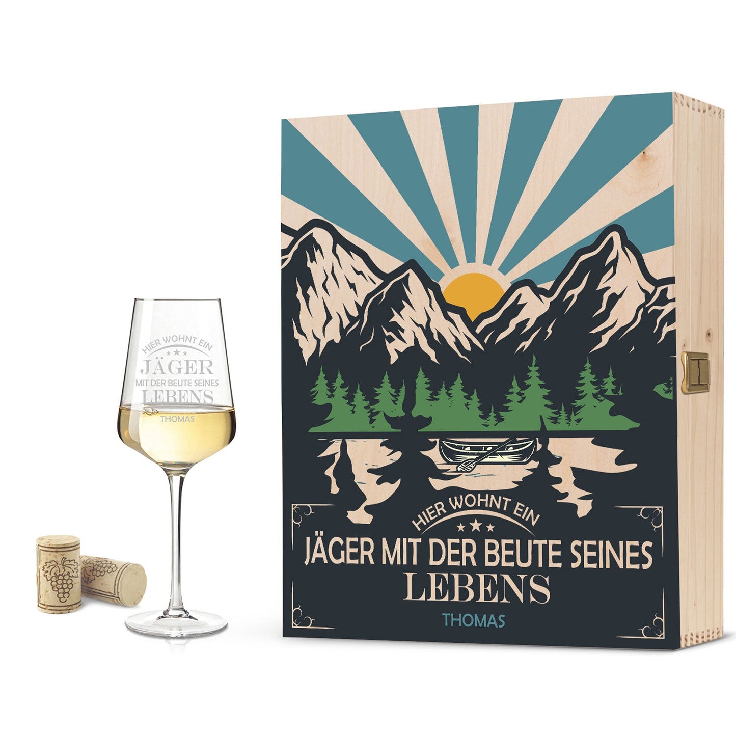 Leonardo Weinglas mit Gravur "Hier wohnt ein Jäger mit der Beute seines Lebens"