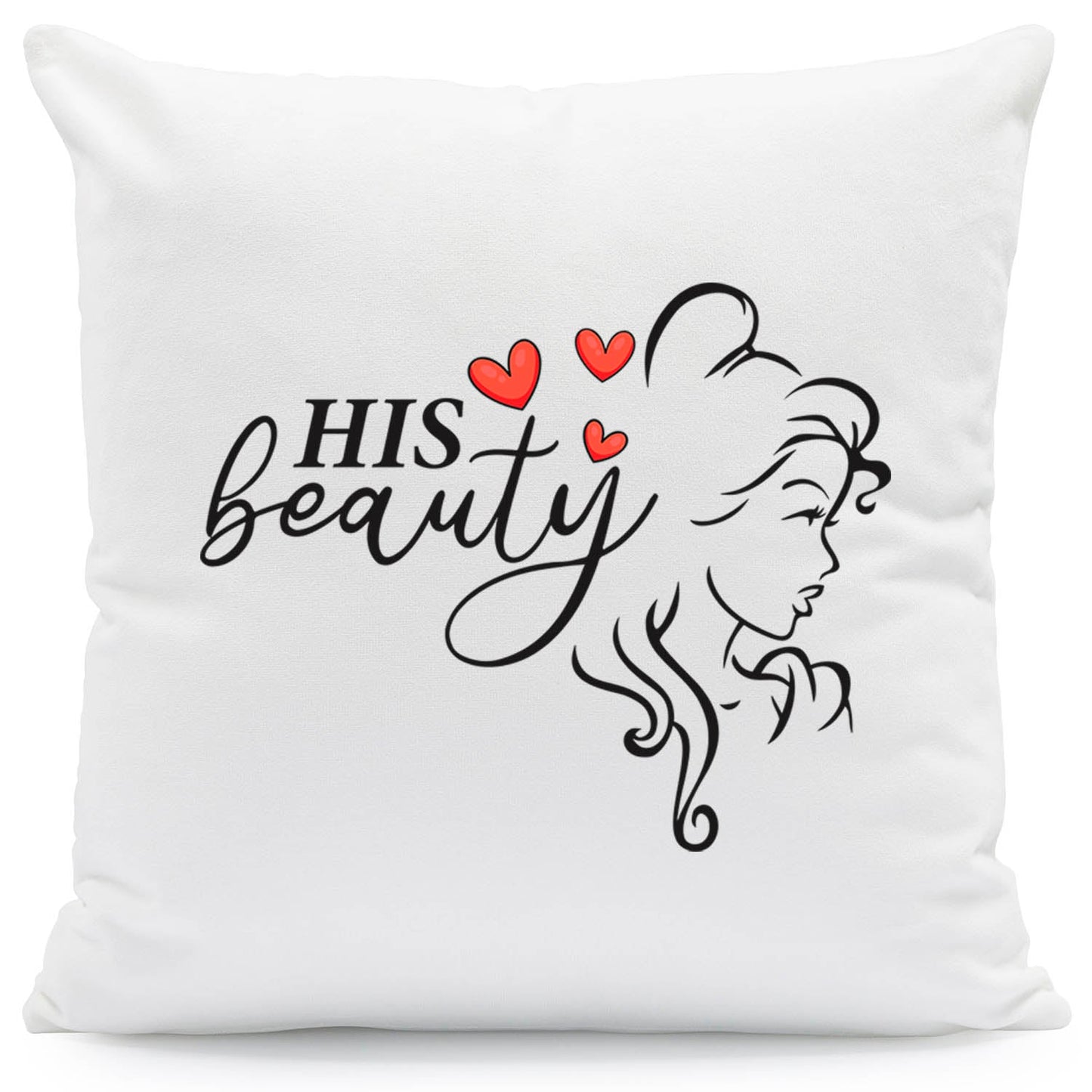 Bedrucktes Kissen mit Spruch Beauty & Beast im Set